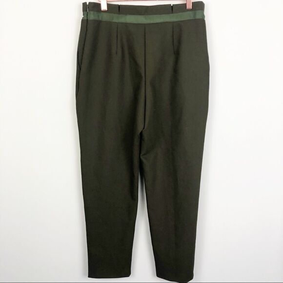 TOPSHOP | Paperbag Drawstring Waist Pants Green 8 - Picture 6 of 10